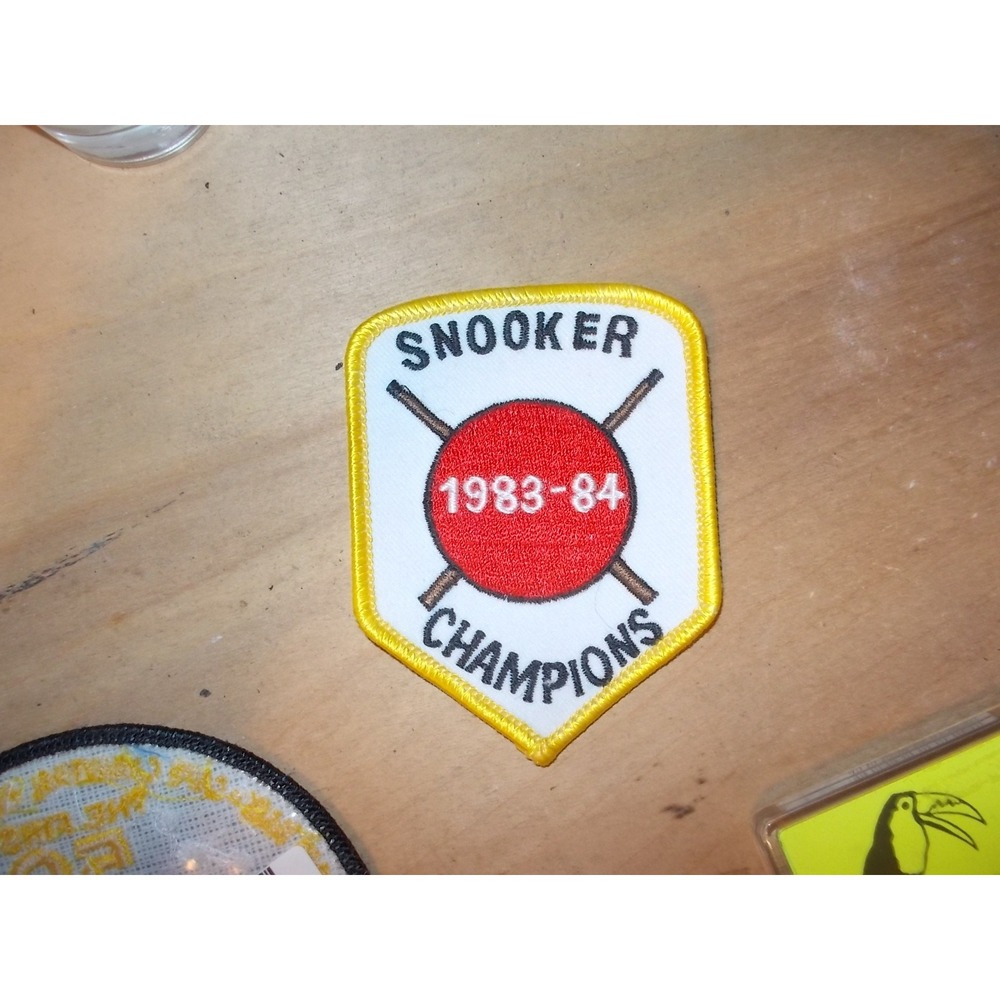 Vintage Snooker Champions 1983-84 Embroidered Patch White Yellow Red Shield
